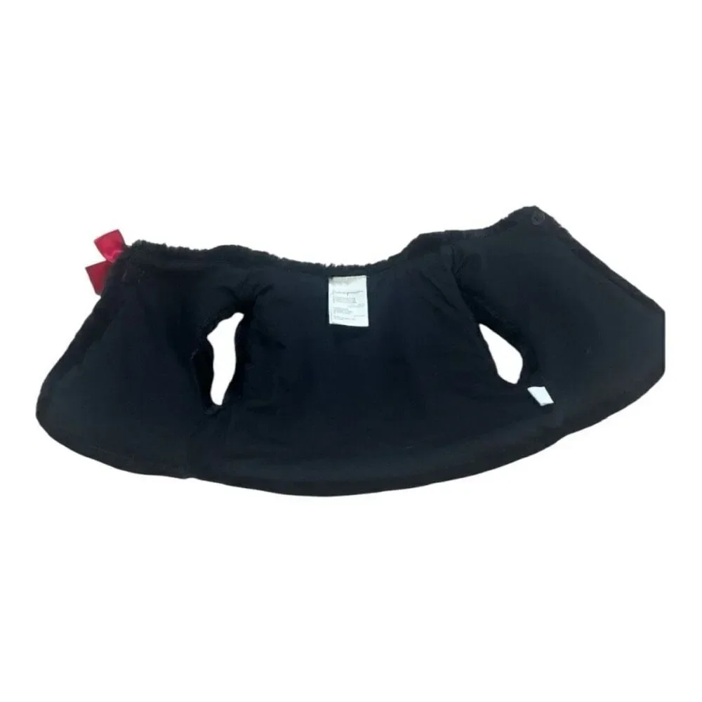 First Impressions Baby Girl BlackFaux Fur Vest Red Satin Ribbon Size 18 Months